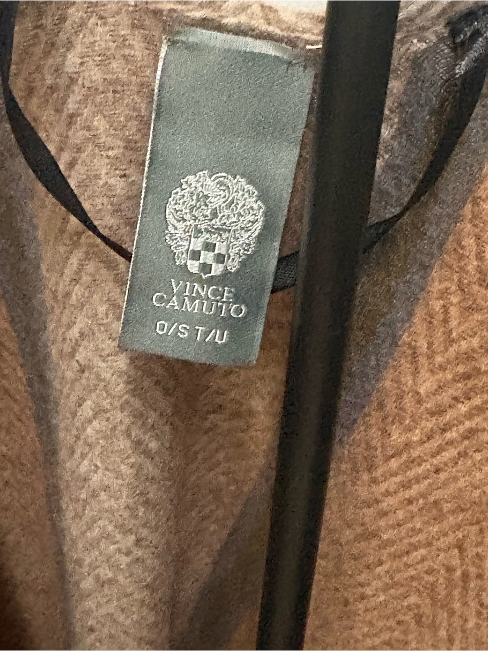 Vince Camuto Olive Green, Camel & Rust Herringbone Fringe Wrap - Picture 2 of 3